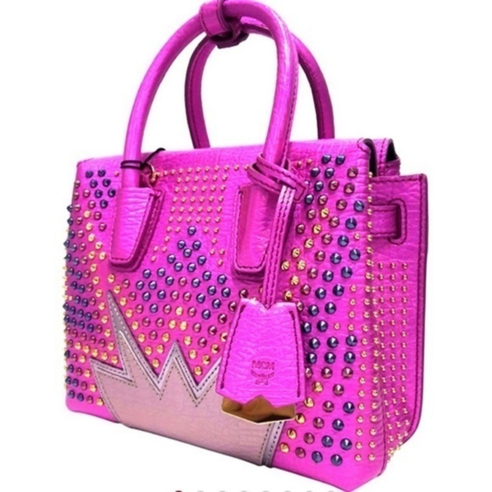 MCM Milla Cyber Studs Tote Bag for Women in Pink exclusive edition